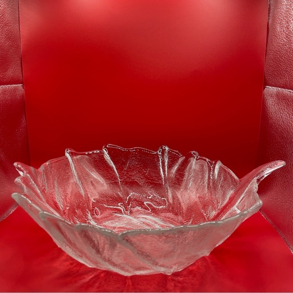 Vintage Blenko Clear Glass Cabbage Leaf Bowl l - Picture 4 of 11